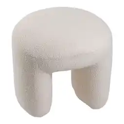 Tesco Living and Home Modern Teddy Bear Fur Upholstered Ottoman - White offer