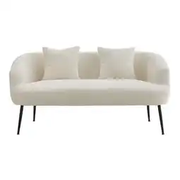 Tesco Living and Home Teddy Fabric Loveseat with Sleek Metal Legs - White offer