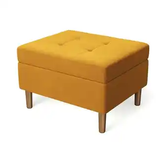 Tesco Living and Home Modern Tufted Velvet Storage Ottoman- Yellow offer