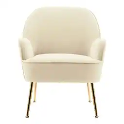 Tesco Living and Home Contemporary Upholstered Armchair with Gold-Plated Feet - White offer