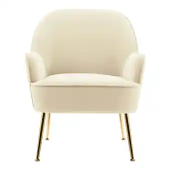 Tesco Living and Home Contemporary Upholstered Armchair with Gold-Plated Feet - White offer