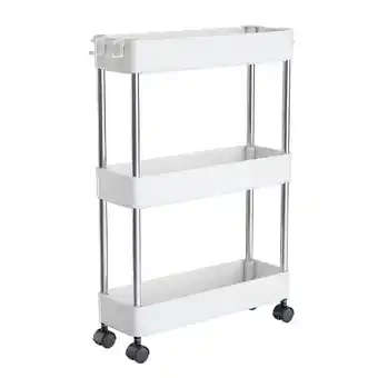 Tesco Living and Home Plastic Storage Trolley Cart Rack 3-Tier - White offer