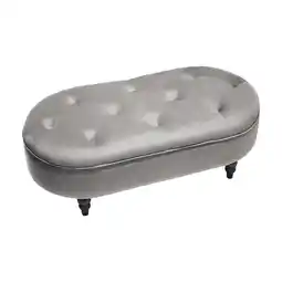 Tesco Living and Home Oval Lint Footstool Ottoman with Wooden Gourd-shape Legs offer