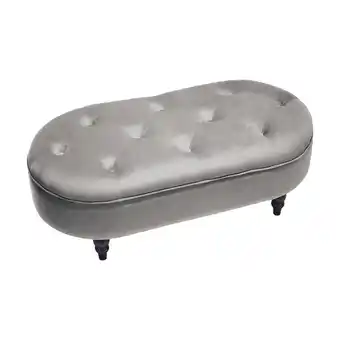 Tesco Living and Home Oval Lint Footstool Ottoman with Wooden Gourd-shape Legs offer