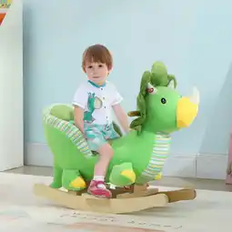 Tesco AIYAPLAY Rocking Horse Dinosaur Design Baby Rocker with Animal Sound, Green offer