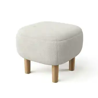 Tesco Living and Home Footstool Pouffe Stool with Wooden Legs - Beige offer