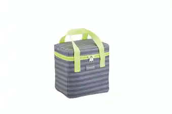 Tesco KitchenCraft Lunch Grey Stripy 5 Litre Cool Bag with Lime Handles offer