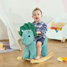 Tesco HOMCOM Kids Plush Ride-On Rocking Horse Triceratops-shaped offer