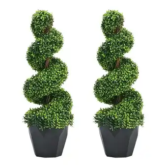 Tesco Living and Home 2-Pack Artificial Topiary Spiral Boxwood Trees offer