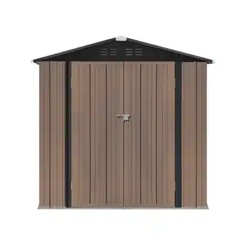 Tesco Living and Home Galvanized Steel Lockable Apex Shed - Brown 186 x 130 x 189cm offer