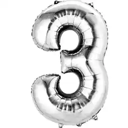 Tesco Silver Number 3 Air Fill Foil Balloon 40cm / 16 in offer