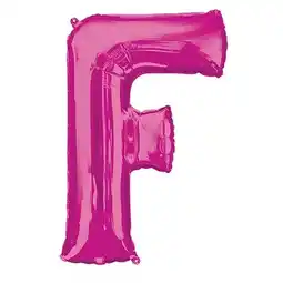 Tesco Pink Letter F Air Fill Foil Balloon 40cm / 16 in offer