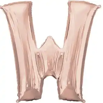 Tesco Rose Gold Letter W Air Fill Foil Balloon 40cm / 16 in offer