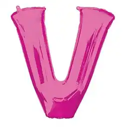 Tesco Pink Letter V Air Fill Foil Balloon 40cm / 16 in offer