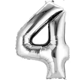 Tesco Silver Number 4 Air Fill Foil Balloon 40cm / 16 in offer