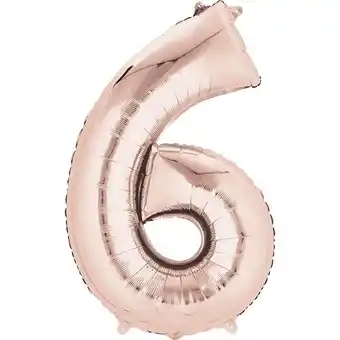 Tesco Rose Gold Number 6 Air Fill Foil Balloon 40cm / 16 in offer