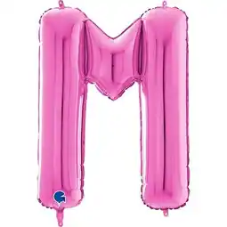 Tesco Hot Pink Letter M Helium Foil Giant Balloon 66cm / 26 in offer