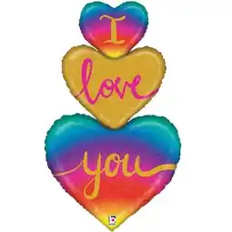 Tesco I Love You Rainbow Heart Trio Holographic Valentine's Day Helium Foil Giant Balloon 101cm / 40 in offer