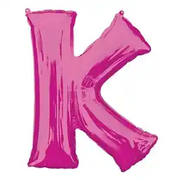 Tesco Pink Letter K Air Fill Foil Balloon 40cm / 16 in offer