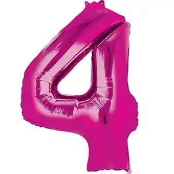 Tesco Pink Number 4 Air Fill Foil Balloon 40cm / 16 in offer