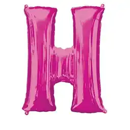 Tesco Pink Letter H Air Fill Foil Balloon 40cm / 16 in offer