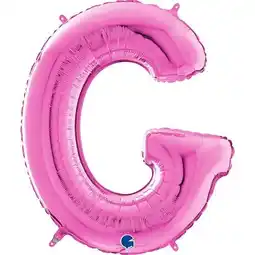 Tesco Hot Pink Letter G Helium Foil Giant Balloon 66cm / 26 in offer