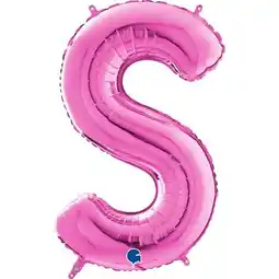 Tesco Hot Pink Letter S Helium Foil Giant Balloon 66cm / 26 in offer