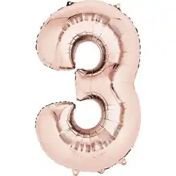 Tesco Rose Gold Number 3 Air Fill Foil Balloon 40cm / 16 in offer