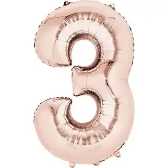 Tesco Rose Gold Number 3 Air Fill Foil Balloon 40cm / 16 in offer