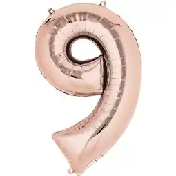 Tesco Rose Gold Number 9 Air Fill Foil Balloon 40cm / 16 in offer