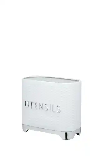 Tesco Lovello Retro Utensil Holder with Geometric Textured Finish - Ice White offer