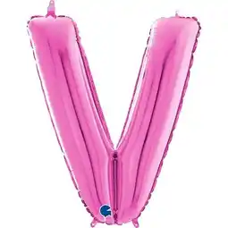 Tesco Hot Pink Letter V Helium Foil Giant Balloon 66cm / 26 in offer