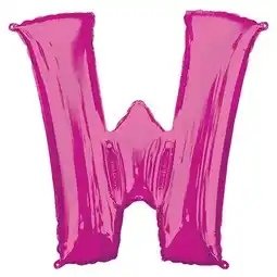 Tesco Pink Letter W Air Fill Foil Balloon 40cm / 16 in offer