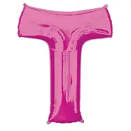 Tesco Pink Letter T Air Fill Foil Balloon 40cm / 16 in offer