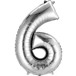 Tesco Silver Number 6 Air Fill Foil Balloon 40cm / 16 in offer