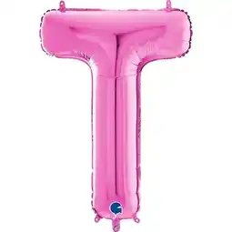 Tesco Hot Pink Letter T Helium Foil Giant Balloon 66cm / 26 in offer