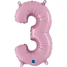 Tesco Number 3 Pastel Pink Air Fill Foil Balloon 35cm / 14 in offer