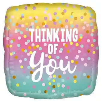 Tesco Thinking of You Dots Square Foil Helium Balloon 43cm / 17 in offer