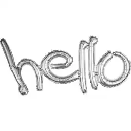 Tesco Silver Hello Script Air Fill Foil Balloon 83cm / 33 in offer