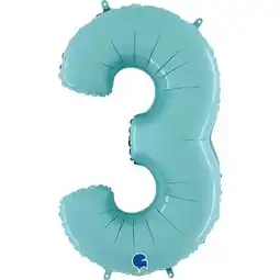 Tesco Pastel Blue Number 3 Helium Foil Giant Balloon 66cm / 26 in offer