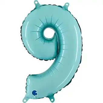 Tesco Number 9 Pastel Blue Air Fill Foil Balloon 35cm / 14 in offer