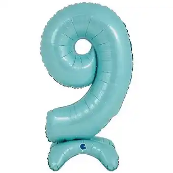 Tesco Pastel Blue Number 9 Shaped Air Fill Standing Foil Balloon 64cm / 25 in offer