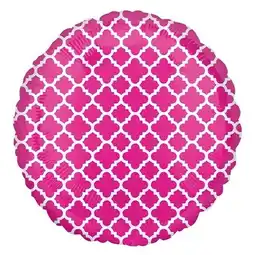 Tesco Pink & White Quatrefoil Round Foil Helium Balloon 43cm / 17 in offer