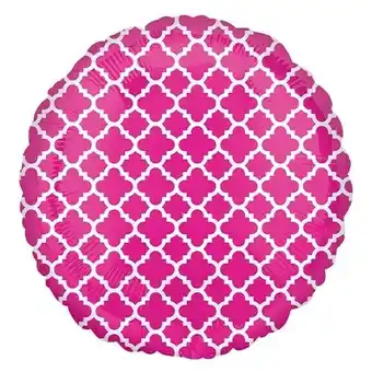 Tesco Pink & White Quatrefoil Round Foil Helium Balloon 43cm / 17 in offer