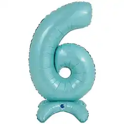 Tesco Pastel Blue Number 6 Shaped Air Fill Standing Foil Balloon 64cm / 25 in offer