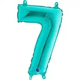 Tesco Number 7 Tiffany Blue Air Fill Foil Balloon 36cm / 14 in offer