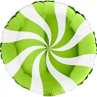 Tesco White & Lime Green Candy Swirl Round Foil Helium Balloon 46cm / 18 in offer