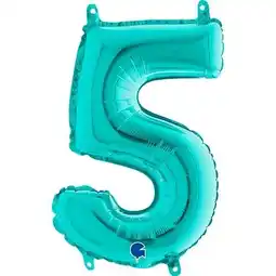 Tesco Number 5 Tiffany Blue Air Fill Foil Balloon 36cm / 14 in offer