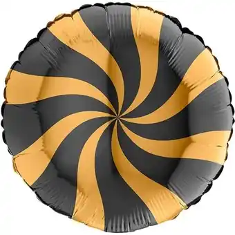 Tesco Gold & Black Candy Swirl Round Foil Helium Balloon 46cm / 18 in offer