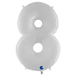 Tesco White Number 8 Helium Foil Giant Balloon 102cm / 40 in offer